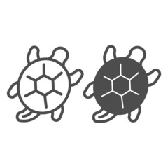Obraz premium Sea turtle line and solid icon, sea life concept, marine reptile vector sign on white background, outline style icon for mobile concept and web design. Vector graphics.