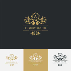 Simple Letter A luxury logo design template elements