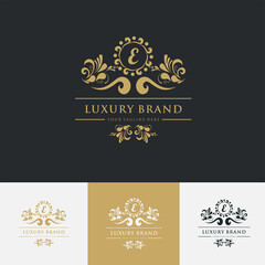 Simple Letter E luxury logo design template elements
