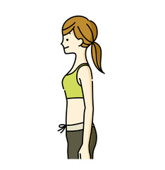 横向きのスポーツウェアを着ている女性