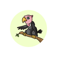 Condor or vulture perched on a tree branch vector illustration
