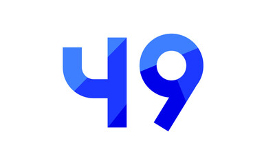 49 Number Modern Flat Blue Logo
