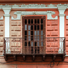 Colonial style balcony architecture, Potosi, Bolivia.