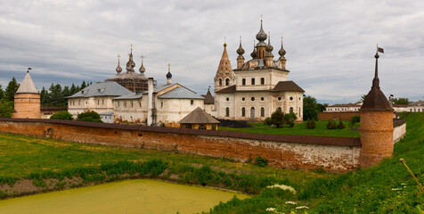 Obraz premium Valuable medieval architectural ensemble of Orthodox male monastery of Archangel Michael, Yuryev-Polsky, Russia