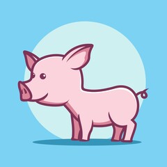 Pig cartoon vector illustration, Cute Cartoon Pig