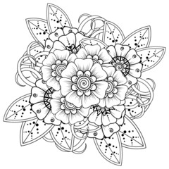 Mehndi flower for henna, mehndi, tattoo, decoration. decorative ornament in ethnic oriental style. doodle ornament. coloring book page.