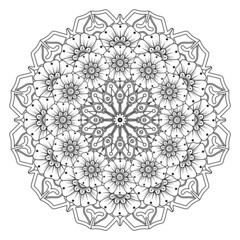 Naklejka premium Mehndi flower for henna, mehndi, tattoo, decoration. decorative ornament in ethnic oriental style. doodle ornament. coloring book page.