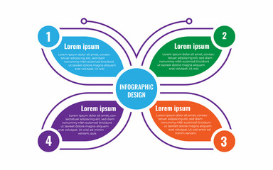4 Steps Infographics Chart Design Element. For Data Presentation. Presentations, Advertising, Layouts, Annual Reports.Concept For Butterfly 