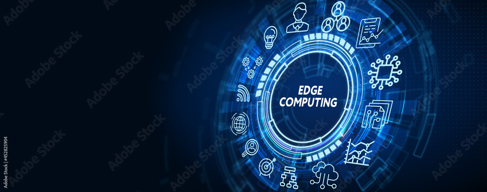 Wall mural edge computing modern it technology on virtual screen. business, technology, internet and networking