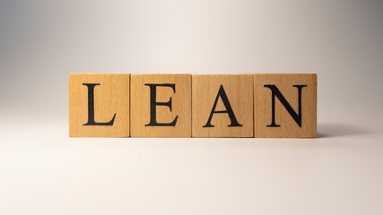 Lean is made from wooden cubes. Close-up.