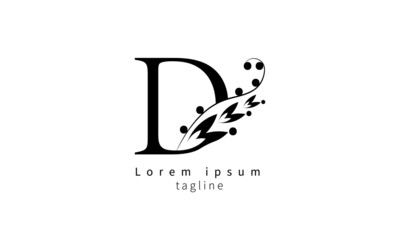Premium vector initial letter D florish typography logo design