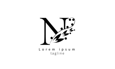 Premium vector initial letter N florish typography logo design