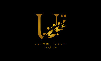 Premium vector initial letter U florish typography logo design