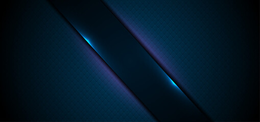 Dark geometric abstract tech background with glowing neon lights. Vector design