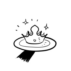 hand drawn doodle serving crown on tray symbol for exclusive service icon illustration
