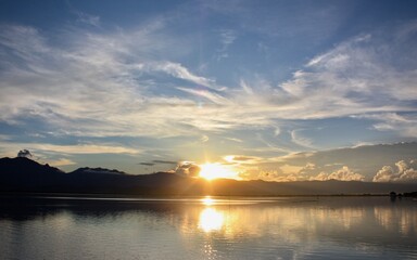 sunset over the lake