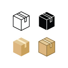 Box icon. Simple outline, solid, flat style. Package, delivery, parcel, shipping, cardboard, storage, carton, closed, pictogram, pack concept. Vector illustration isolated on white background. EPS 10