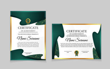 Set of certificate of achievement border design templates with elements of  luxury gold badges and modern line patterns. vector graphic print layout can use For award, appreciation, education