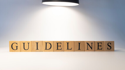 Word Guidelines crafted from wooden cubesfinance and business.