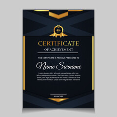 Certificate of achievement border design templates with elements of  luxury gold badges and modern line patterns. vector graphic print layout can use For award, appreciation, education