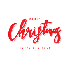 Fototapeta na wymiar Merry Christmas handwritten calligraphy in Christmas holiday ,for content online or banner for your website and template, Simple cartoon flat style. illustration Vector EPS 10