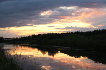 Dusk Colours On The Waters, Pylypow Wetlands, Edmonton, Alberta