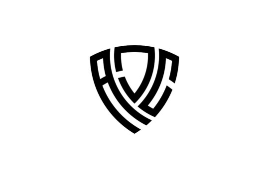 AJC creative letter shield logo design vector icon illustration
