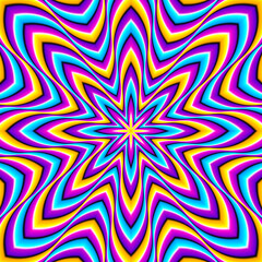 Colorful eight-pointed star. Motion illusion.