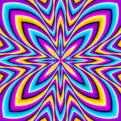 Colorful four-pointed star. Optical illusion of movement.