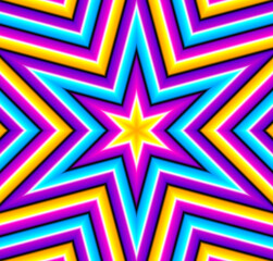 Colorful six-pointed star. Motion illusion.
