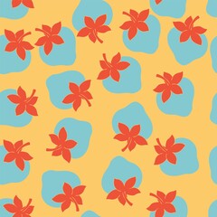 Strawberry seamless pattern on yellow background