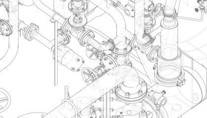 Valves and other industrial equipment. Vector - obrazy, fototapety, plakaty