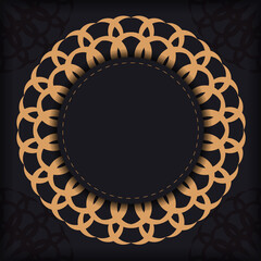 Stylish Template for print design of postcards in black color with luxurious Greek ornaments. Vector Preparing invitation card with vintage patterns.