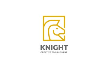 Obraz premium Knight Horse Chess Monoline Logo