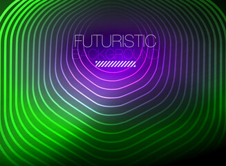 Neon color square shape lines abstract background. Shiny magic energy and motion concept, vector abstract wallpaper background