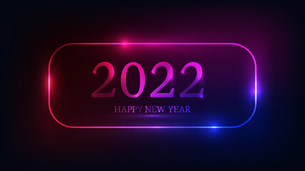 2022 Happy New Year neon background