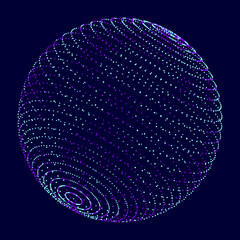 Abstract 3d sphere made of dots. Global social network. Internet and technology. Geometry math vector illustration.