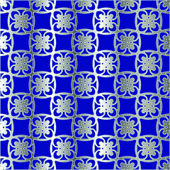 metal pattern on a blue background.  pattern for fabric, wallpaper, packaging. 

Decorative print.