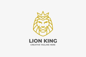 Elegant Gold Lion King Head Monoline Logo