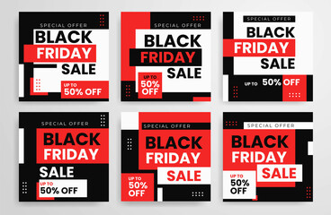 Fototapeta premium Black Friday sale banner design, Black Friday social media post design template