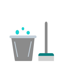 Bubble bucket and gray mop. 