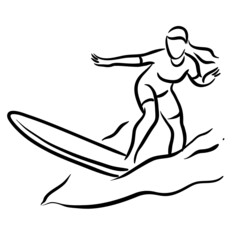 surfing drawing Line art