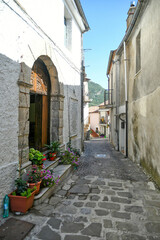 Fototapeta na wymiar A street in the historic center of Castelsaraceno, a old town in the Basilicata region, Italy.