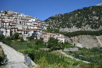 Panorama of Castelsaraceno, an old town in the province of Potenza, Italy.	