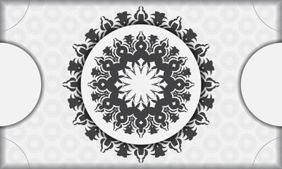 Template for design printable invitation card with luxurious patterns. White banner template with greek luxury ornaments and place under text.