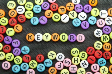 letters of the alphabet with the word keyword or SEO