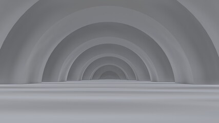 Abstract architecture background gray arched interior 3d render