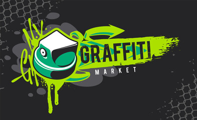 Graffiti Banner With Spray Paint Cap