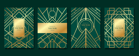 Gold and Luxury Invitation card design vector. Abstract geometry frame and Art deco pattern background. Use for wedding invitation, cover, VIP card, print, poster and wallpaper. Vector illustration.