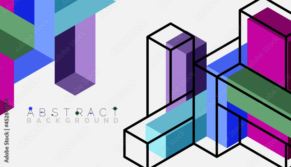 Poster abstract background. 3d cubes, cubic elements and blocks. techno or business concept for wallpaper, 